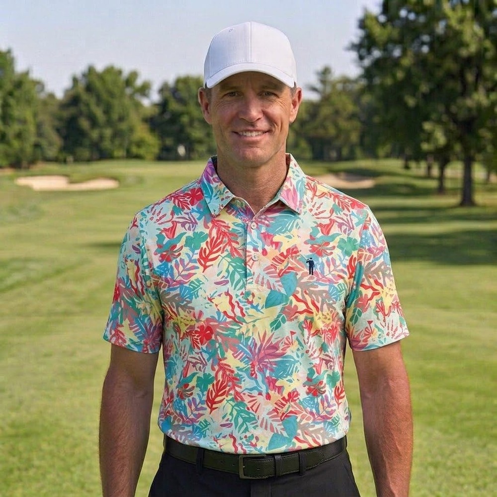 William Murray Golf Polo Mens M White NWT Murraytissue Floral Short Sleeve